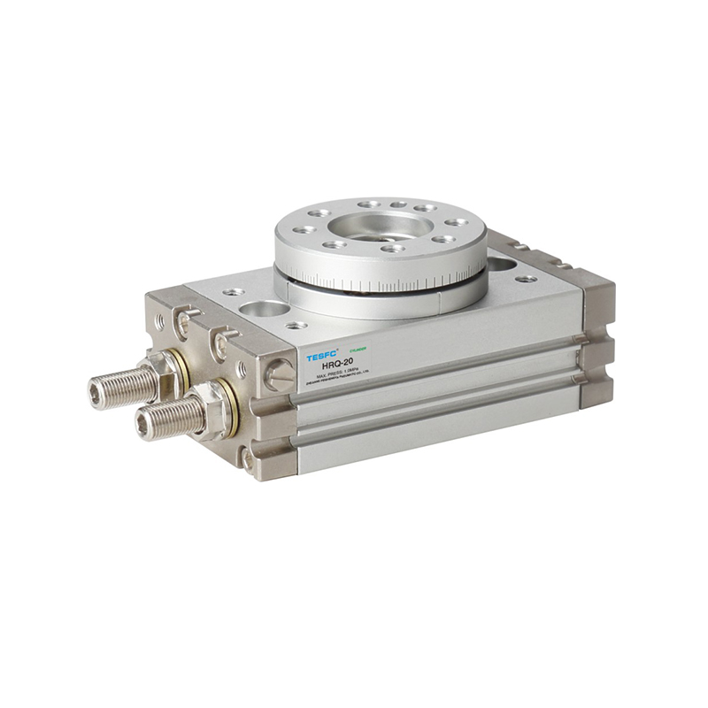 The CRJ cylinder is shown from the front, with its silver rectangular base, upper swing mechanism, front clamping components, and visible mounting structure clearly presented.