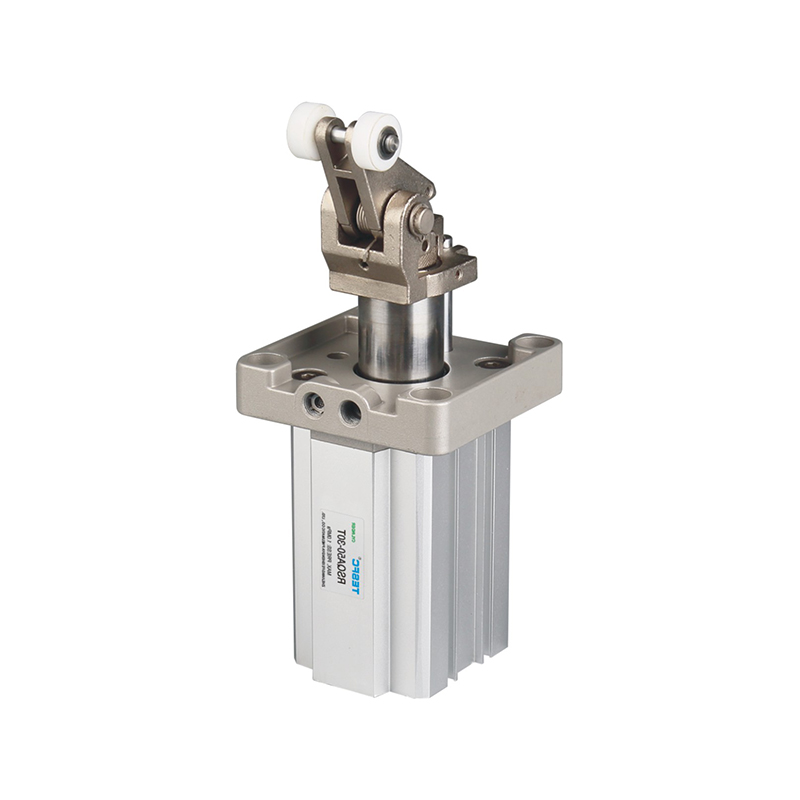 The product image presents the RSQ Fixed Installation Height Clamping Air Cylinder, showing its mounting structure and cylinder body for pneumatic equipment.